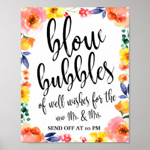 Poster Bulles Envoyer Colorful Floral 8x10 Mariage Signal