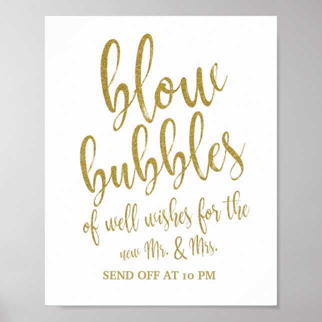 Poster Bulles Envoyer la Parties scintillant Gold 8x10 Ma (Devant)