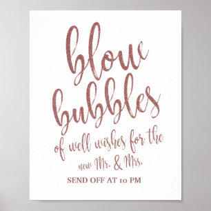 Poster Bulles Envoyer Rose Gold Parties scintillant 8x10 