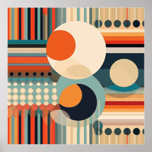 Poster Bulles rétro Cercles et bandes