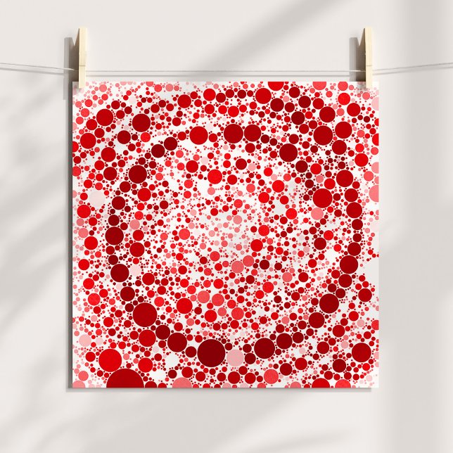 Poster Bulles rouges Abstraites Spirale numérique (Abstract Red Bubbles Digital Spiral Poster)