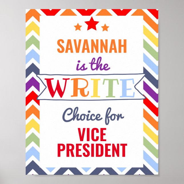 Poster bulletin de vote école classe écrire vote (Devant)