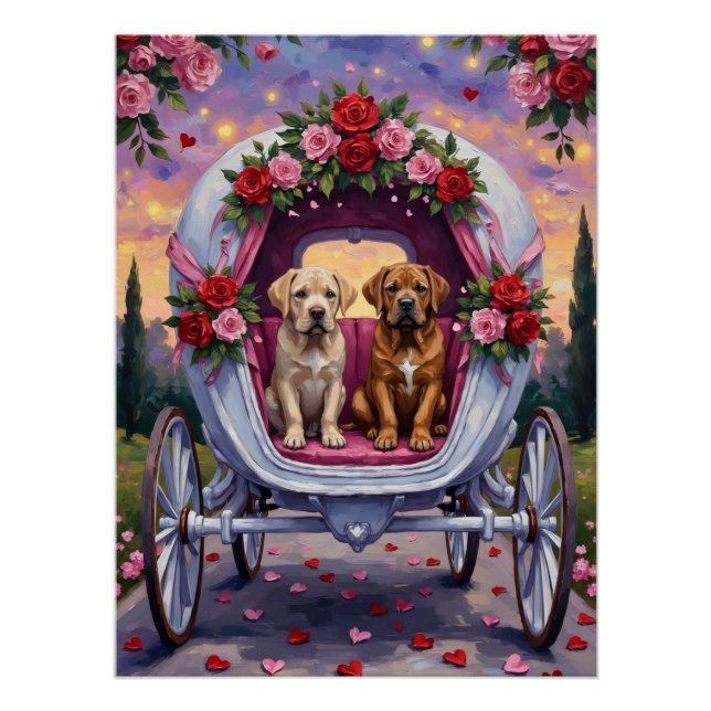 Poster Bullmastiff Dog Valentine's Day  (Devant)