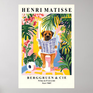 Poster Bullmastiff sur toilette murale art Matisse Style