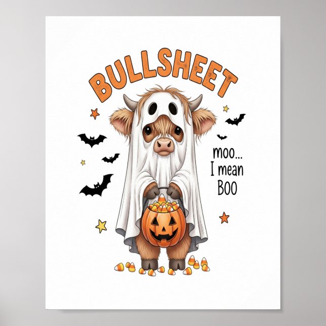 Poster Bullsheet Highland Cow Funny Ghost (Devant)