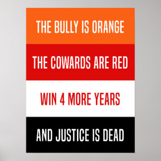 Poster Bully est un poème orange, signe anti-Trump
