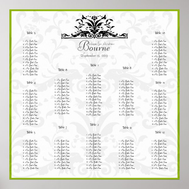 Poster Bumble Bee Black Damask-vous choisissez la couleur (Devant)