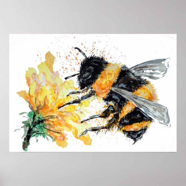 Poster Bumble Bee collecte du pollen (Devant)