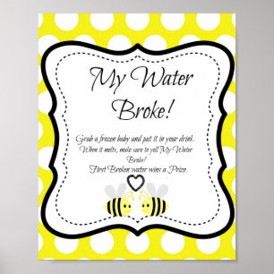 Poster Bumble Bee My Water Broke ! Jeu baby shower