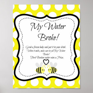 Poster Bumble Bee My Water Broke ! Jeu baby shower