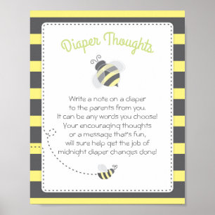 Poster Bumblebee Diaper Pensées Baby shower Jeu