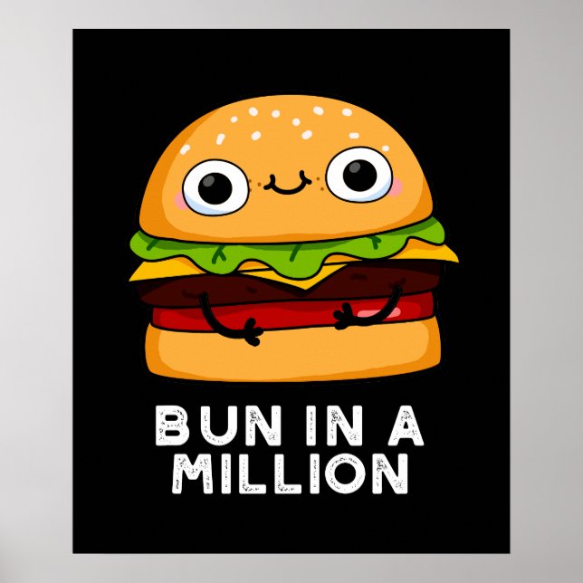 Poster Bun Dans Un Million Drôle Burger Pun Dark BG (Devant)