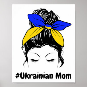 Poster Bun ébouriffé Ukraine Maman ukrainienne #ukrainian
