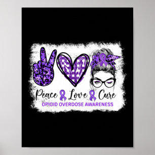 Poster Bun Peace Love Cure Purple Ribbon Opioïde Overdose