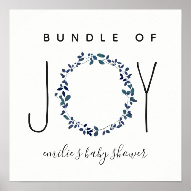 Poster Bundle De Joy Baby shower Botanique Bleu (Devant)
