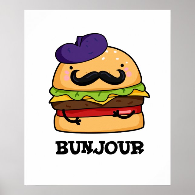 Poster Bunjour Funny Burger Français Bun PU (Devant)