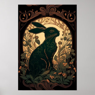 Poster Bunn Ombre — Lapin Noir Art Nouveau/Lapin Noir