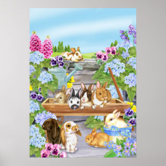 Poster Bunnies dans le jardin