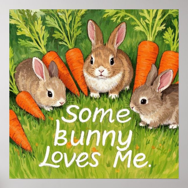Poster Bunnies et carottes de Pâques (Devant)