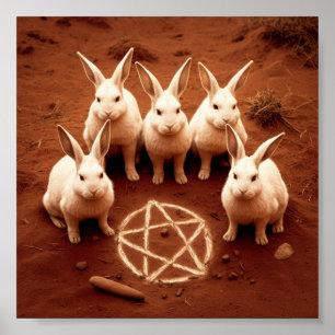 Poster Bunnies with Pentagram