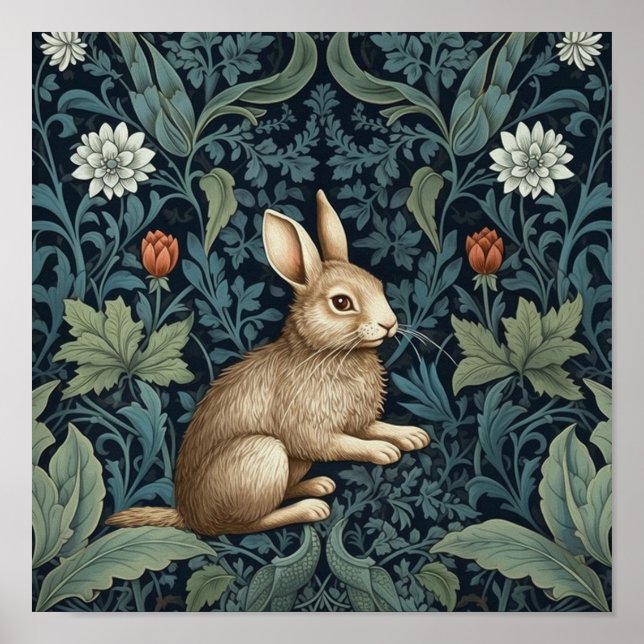 Poster Bunny dans la forêt Art nouveau (Devant)