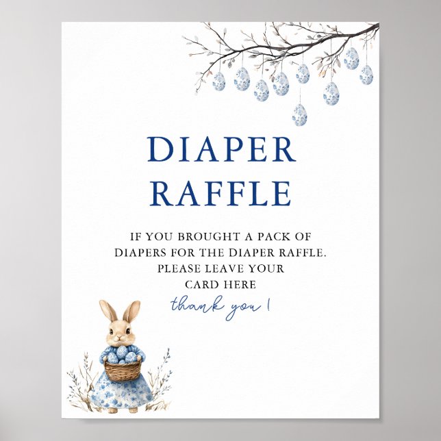 Poster Bunny de Pâques Chinoiserie Baby shower Déchets Ra (Devant)