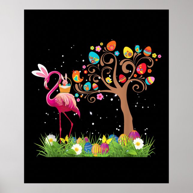 Poster Bunny Flamingo Easter | Cute Flamingo Lovers (Devant)