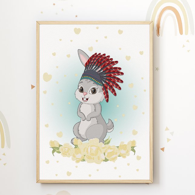 Poster Bunny Native American Nursery Print Kids Room (Créateur téléchargé)