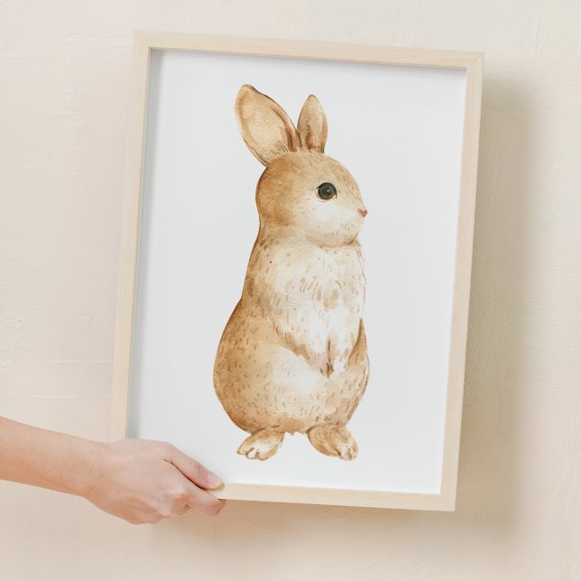 Poster Bunny Nature Forêt Bois Coiffure (Bunny Nature Woodland Nursery Decor)