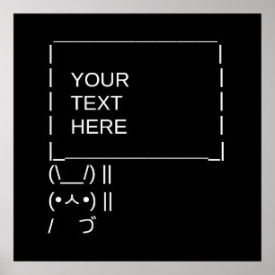Poster Bunny Protest Sign / Customizable ASCII Text Art