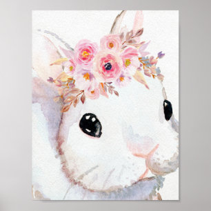 Poster Bunny Rabbit Boho Chic Nursery Woodland Art Imprim