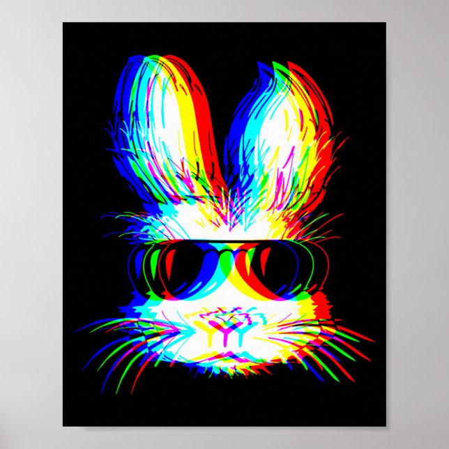 Poster Bunny Trippy Varwave Easter Techno Rave Edm Music  (Devant)