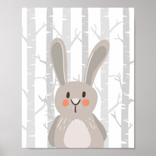 Poster Bunny Woodland Animal Nursering Mur Art Imprimer