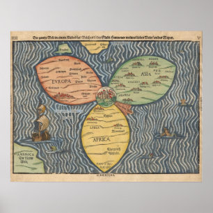 Poster Bunting clover leaf map 1581