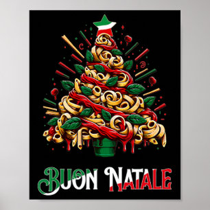 Poster Buon natale italie pâtes noël arbre xmas