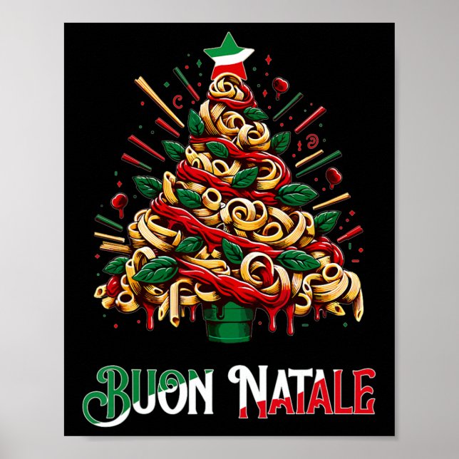 Poster Buon natale italie pâtes noël arbre xmas (Devant)