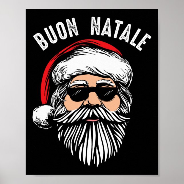 Poster Buon natale italien santa claus babbo drôle christ (Devant)