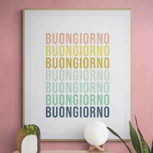 Poster Buongiorno Italien Bonjour Typographie Mignonne Co