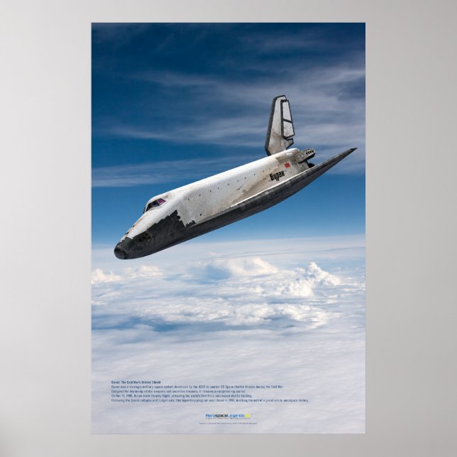 Poster Buran Spaceplane Descending Through Clouds (Devant)