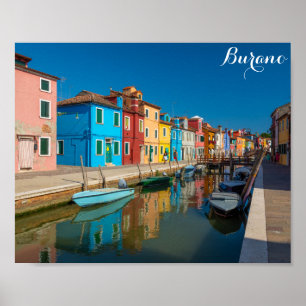 Poster Burano Italy Colorful Houses on Canal