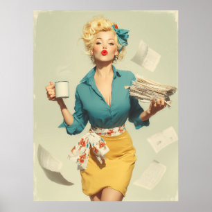 Poster Bureau Chic Pin-Up Rétro