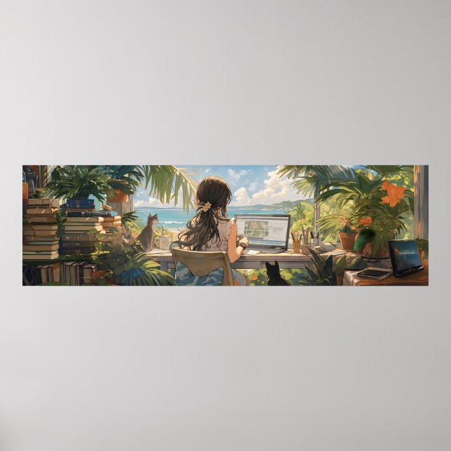 Poster Bureau d'animation en bord de mer - Ultra large (Devant)