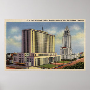 Poster Bureau de poste des États-Unis, Hôtel de ville et 
