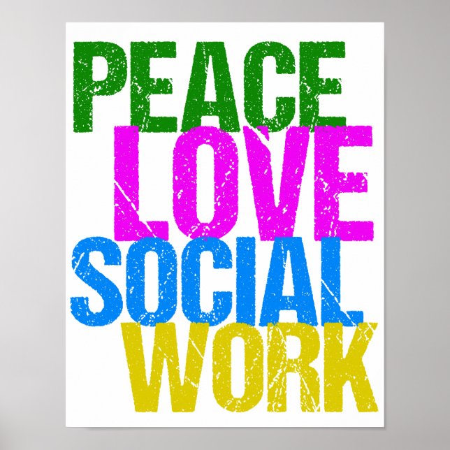 Poster Bureau de travail social Peace Love (Devant)