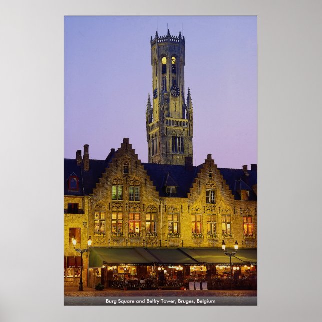 Poster Burg Carré et la tour du beffroi, Bruges, Belgique (Devant)