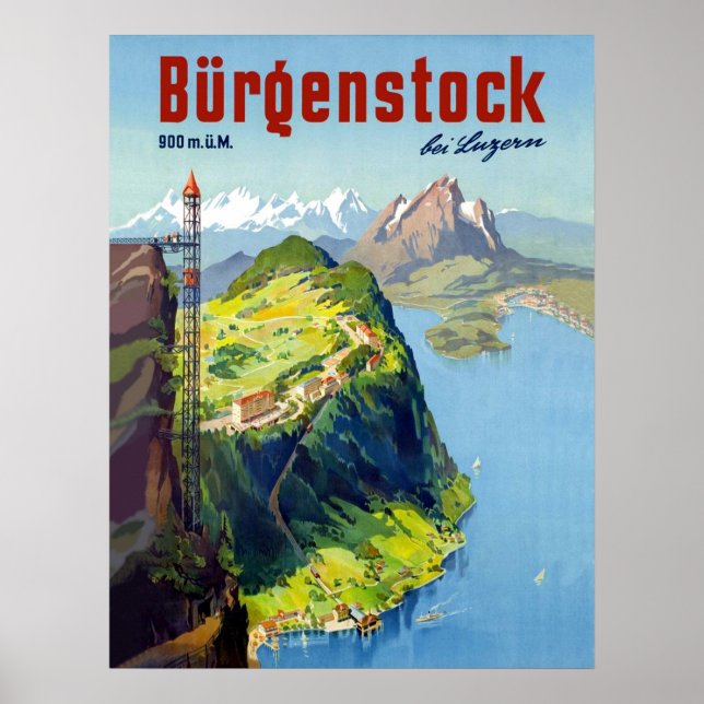 Poster Burgenstock paysage, point de vue, Suisse (Devant)