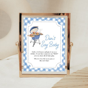 Poster Burger bleu Baby shower barbecue ne pas dire bébé