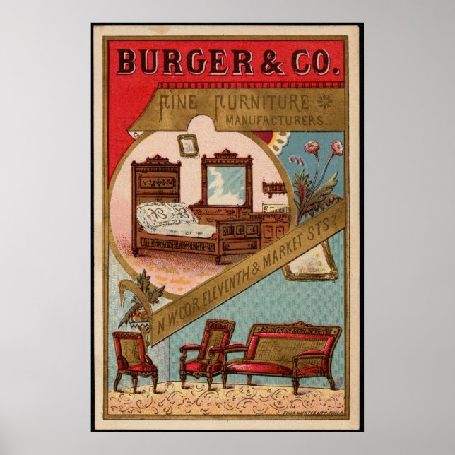 Poster Burger & Co. Meubles Fabricant Vintage Ad (Devant)