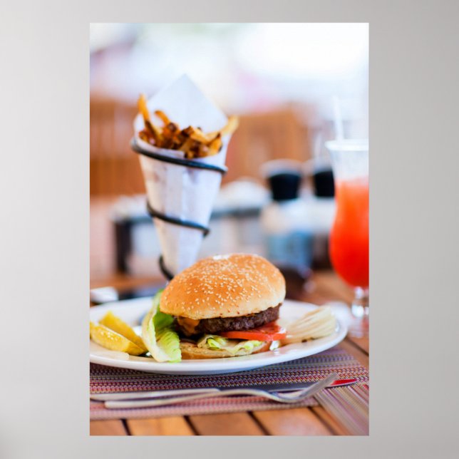 Poster Burger et frites (Devant)