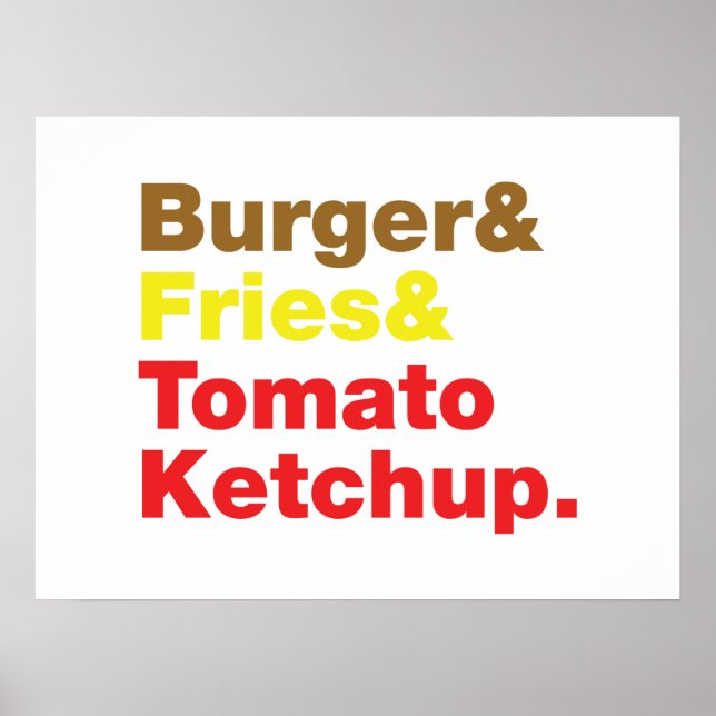 Poster Burger & Fries & Tomato Ketchup. (Devant)